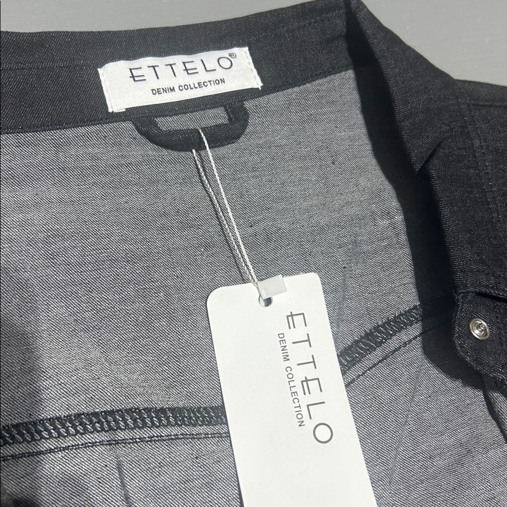 (NWT) Ettelo Black Denim Snap Shirt (Men XL) - Picture 7 of 9